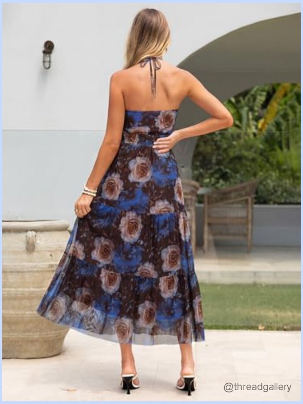 Strapless Boho Maxi Dress with Mesh Layers for Summer Beach Wedding - Picture 3 of 7